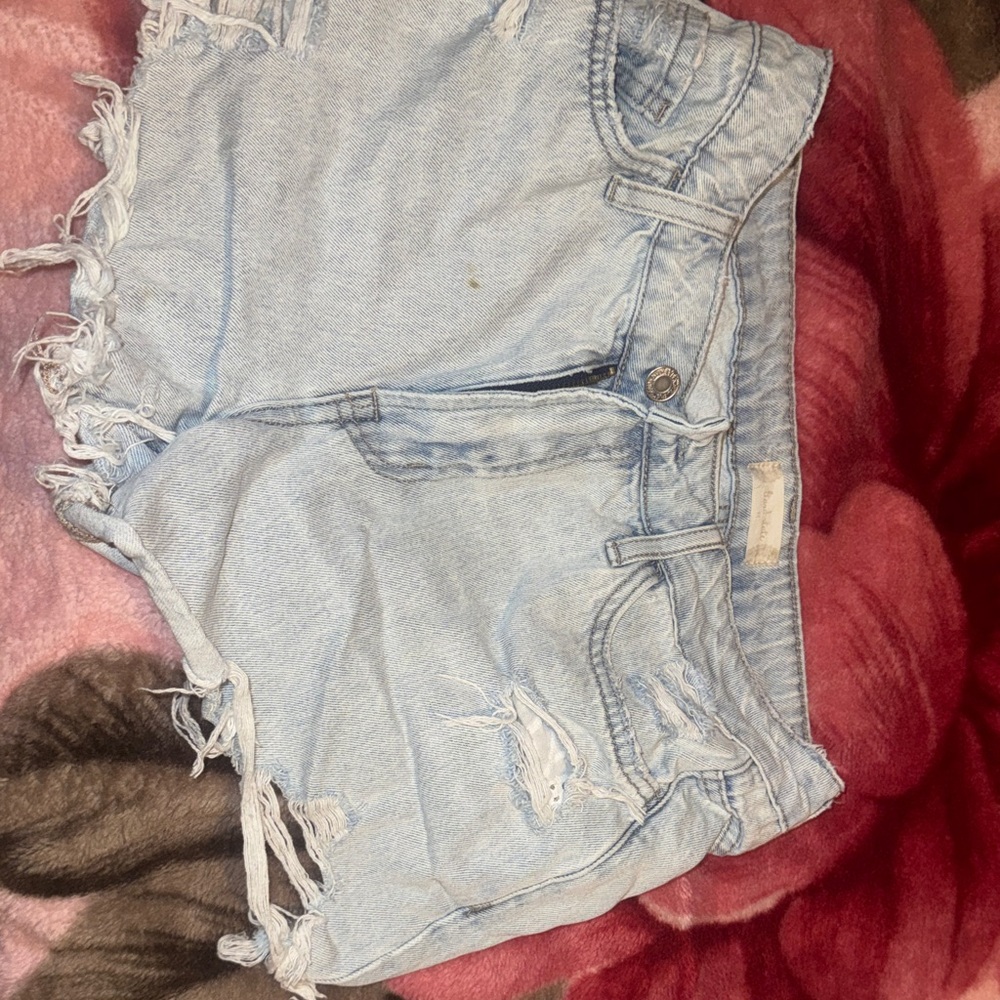 Light Blue Distressed Denim Shorts